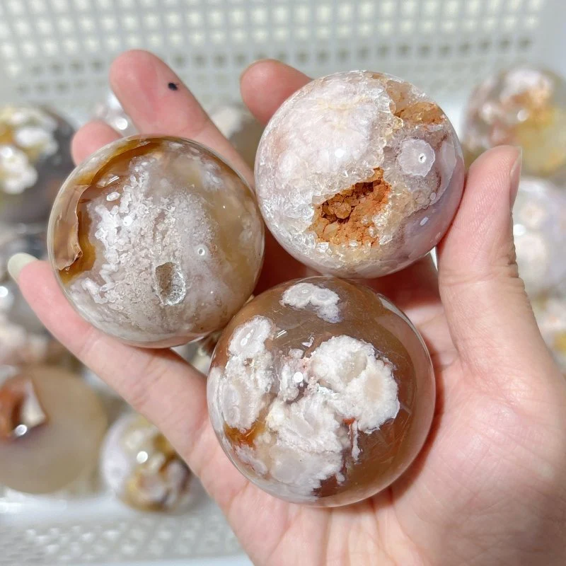 20 Pieces High Quality Sakura Agate Spheres - Image 2