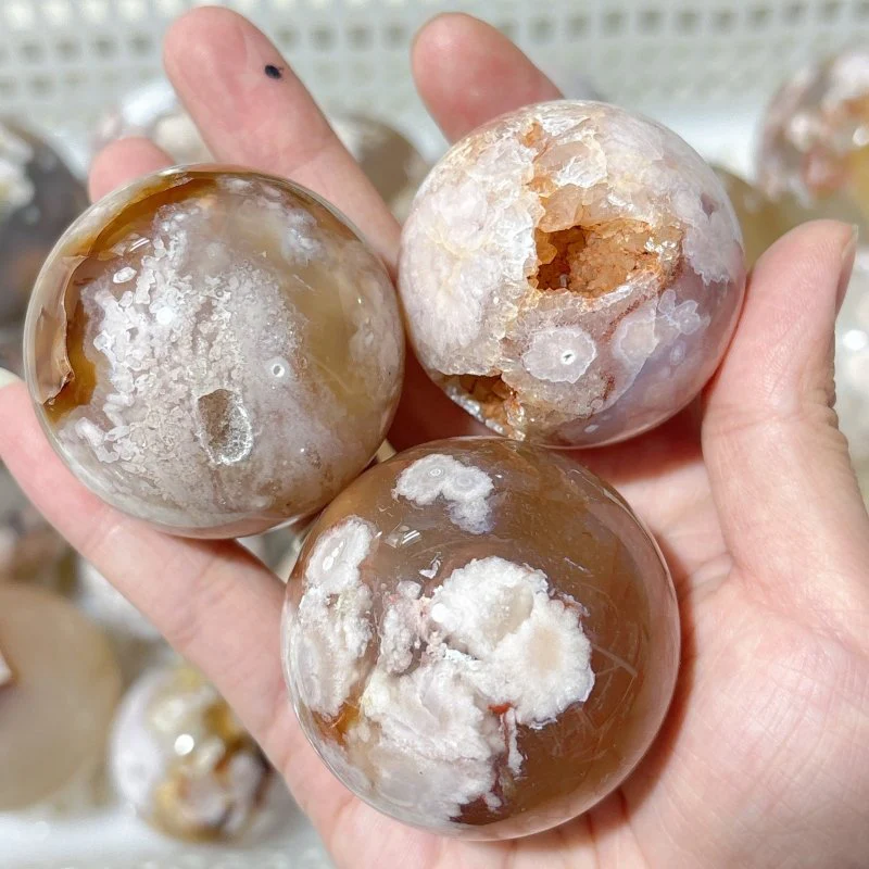 20 Pieces High Quality Sakura Agate Spheres - Image 4
