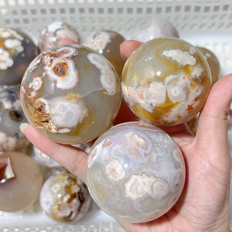 20 Pieces High Quality Sakura Agate Spheres - Image 5
