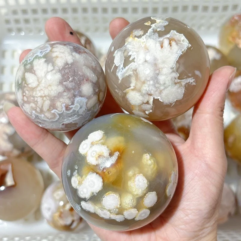 20 Pieces High Quality Sakura Agate Spheres - Image 7