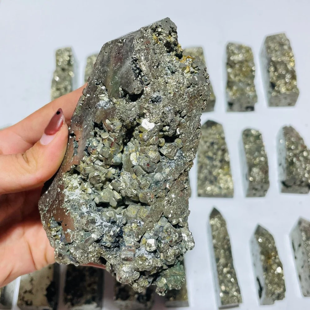 23 Pieces High Quality Pyrite Four-Sided Tower Point - Image 2