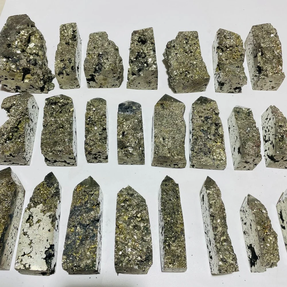 23 Pieces High Quality Pyrite Four-Sided Tower Point - Image 3