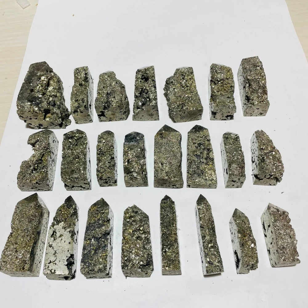 23 Pieces High Quality Pyrite Four-Sided Tower Point - Image 5