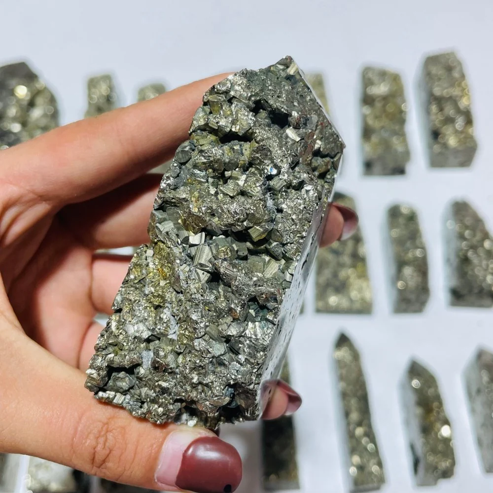 23 Pieces High Quality Pyrite Four-Sided Tower Point - Image 7
