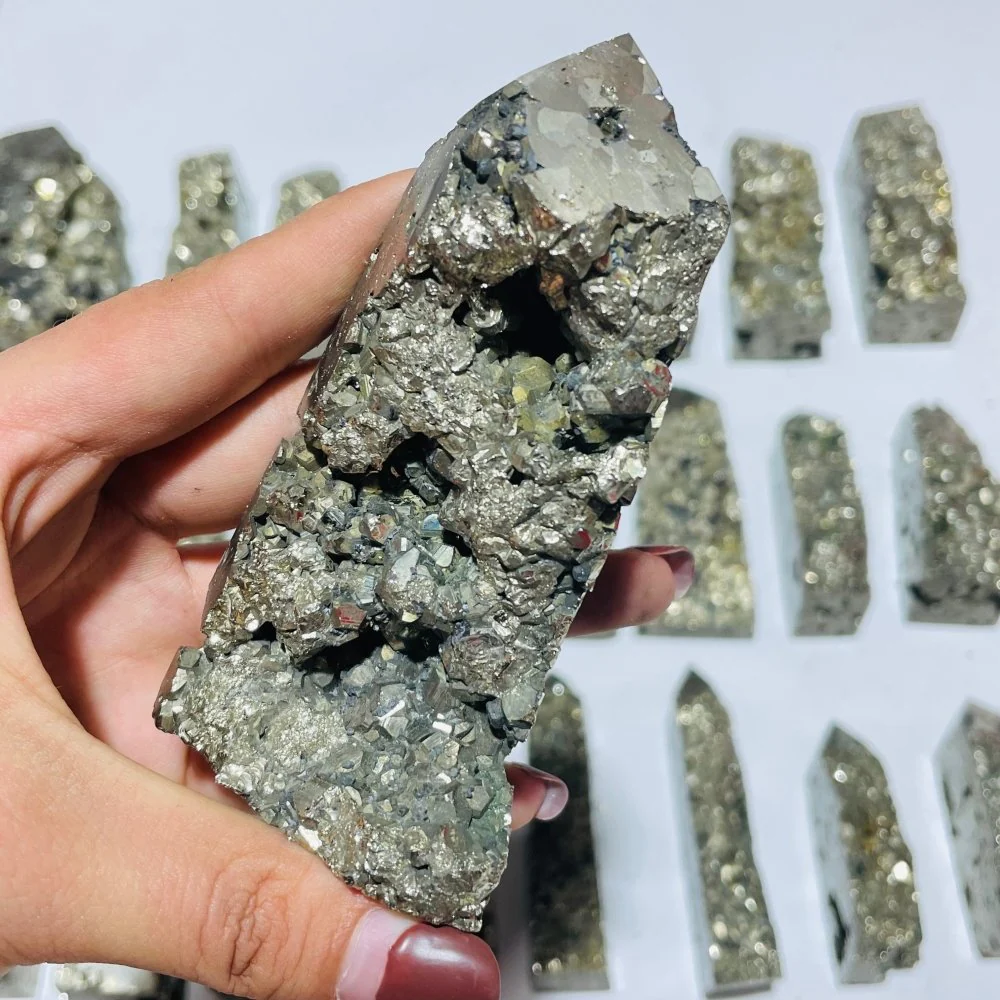 23 Pieces High Quality Pyrite Four-Sided Tower Point - Image 8