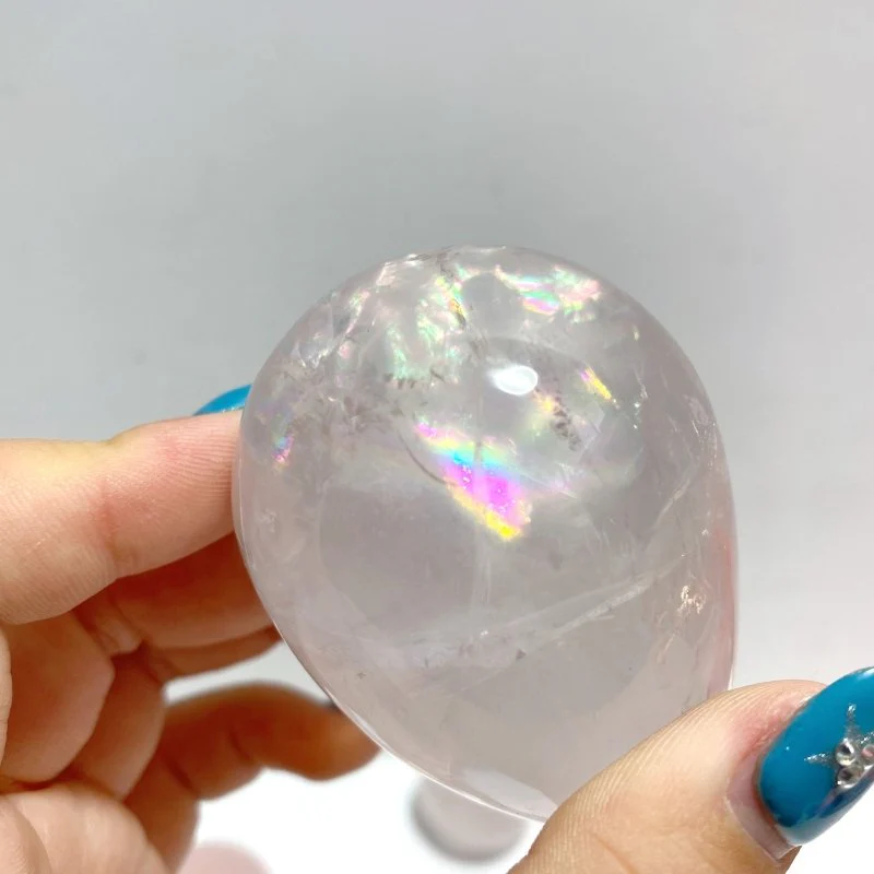 24 Pieces Six Star Line Rose Quartz Eggs With Rainbow - Image 4