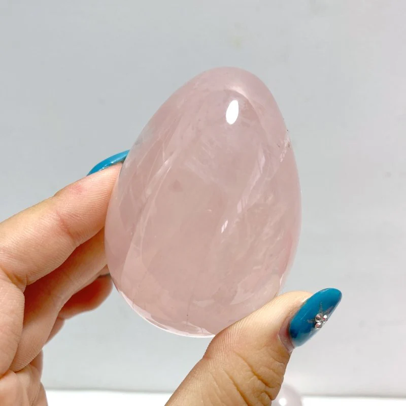 24 Pieces Six Star Line Rose Quartz Eggs With Rainbow - Image 5