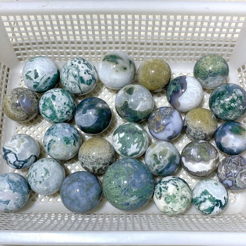 27 Pieces Moss Agate Spheres Ball