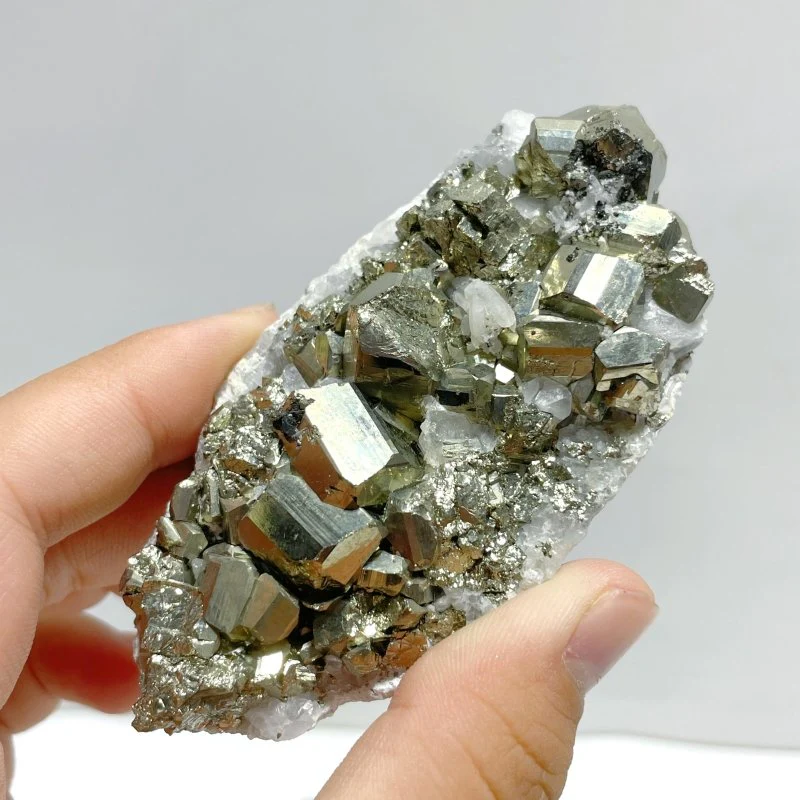 11 Pieces Pyrite Mixed Clear Quartz Cluster Specimen For Collection - Image 2