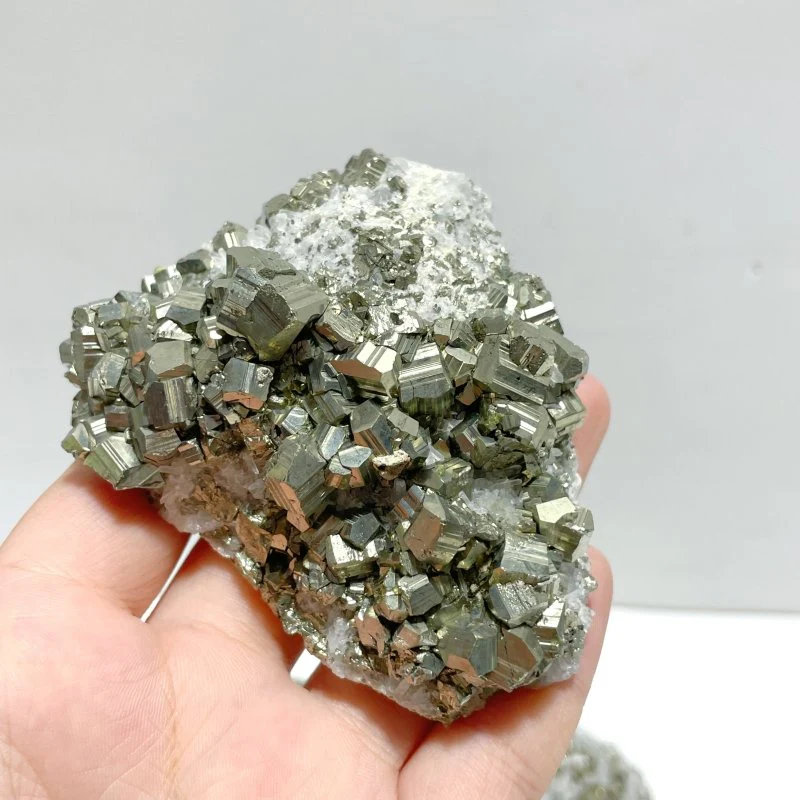 11 Pieces Pyrite Mixed Clear Quartz Cluster Specimen For Collection - Image 7
