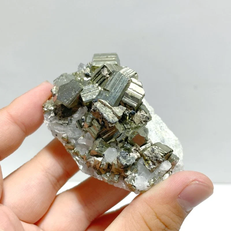 11 Pieces Pyrite Mixed Clear Quartz Cluster Specimen For Collection - Image 8