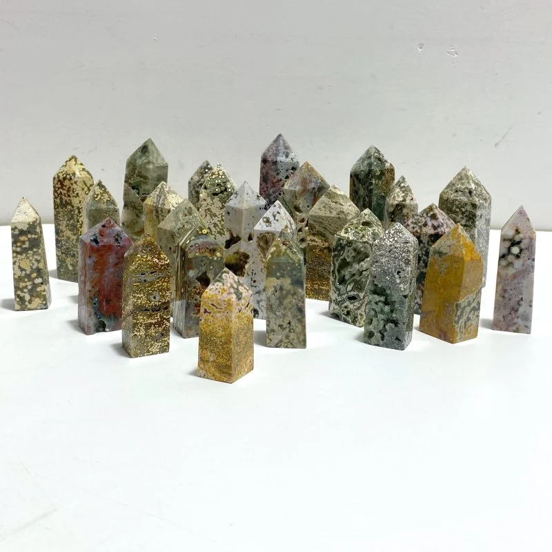 26 Pieces Beautiful Vein Ocean Jasper Four-sided Tower Points