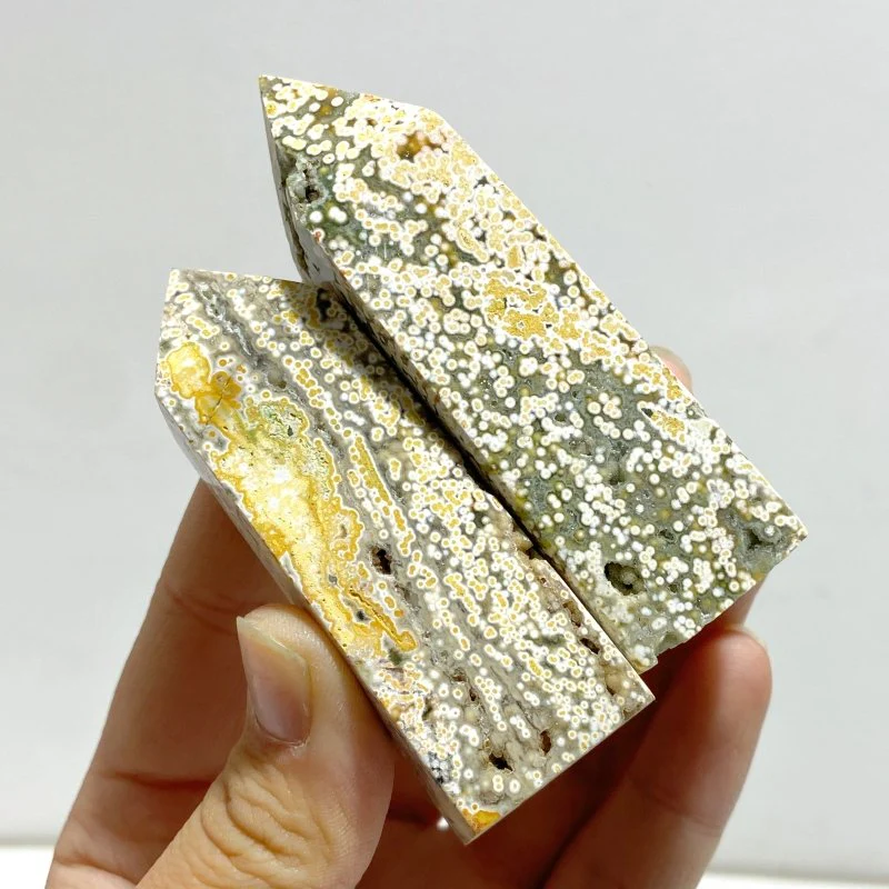 26 Pieces Beautiful Vein Ocean Jasper Four-sided Tower Points - Image 7