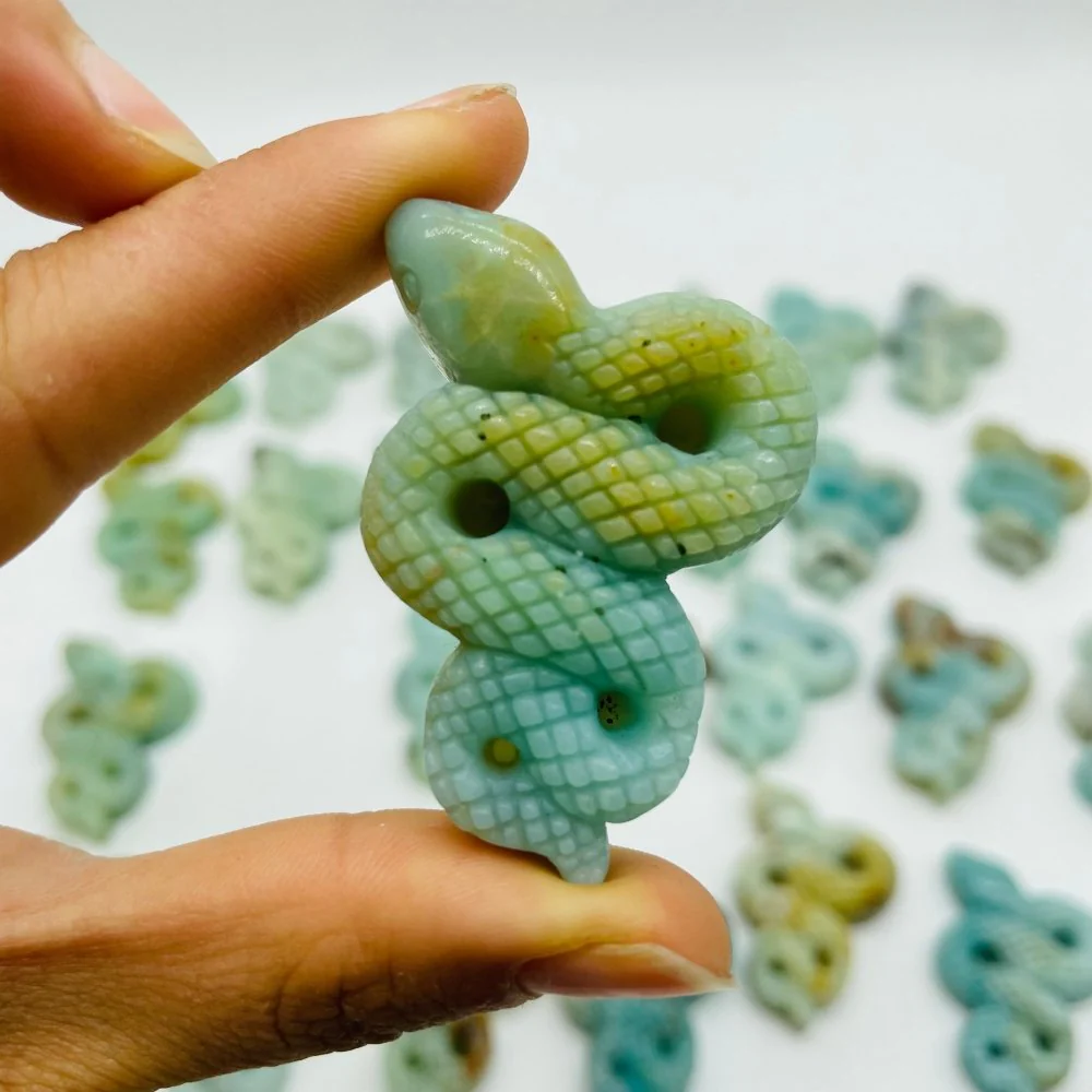 28 Pieces Blue Caribbean Calcite Snake Carving - Image 10