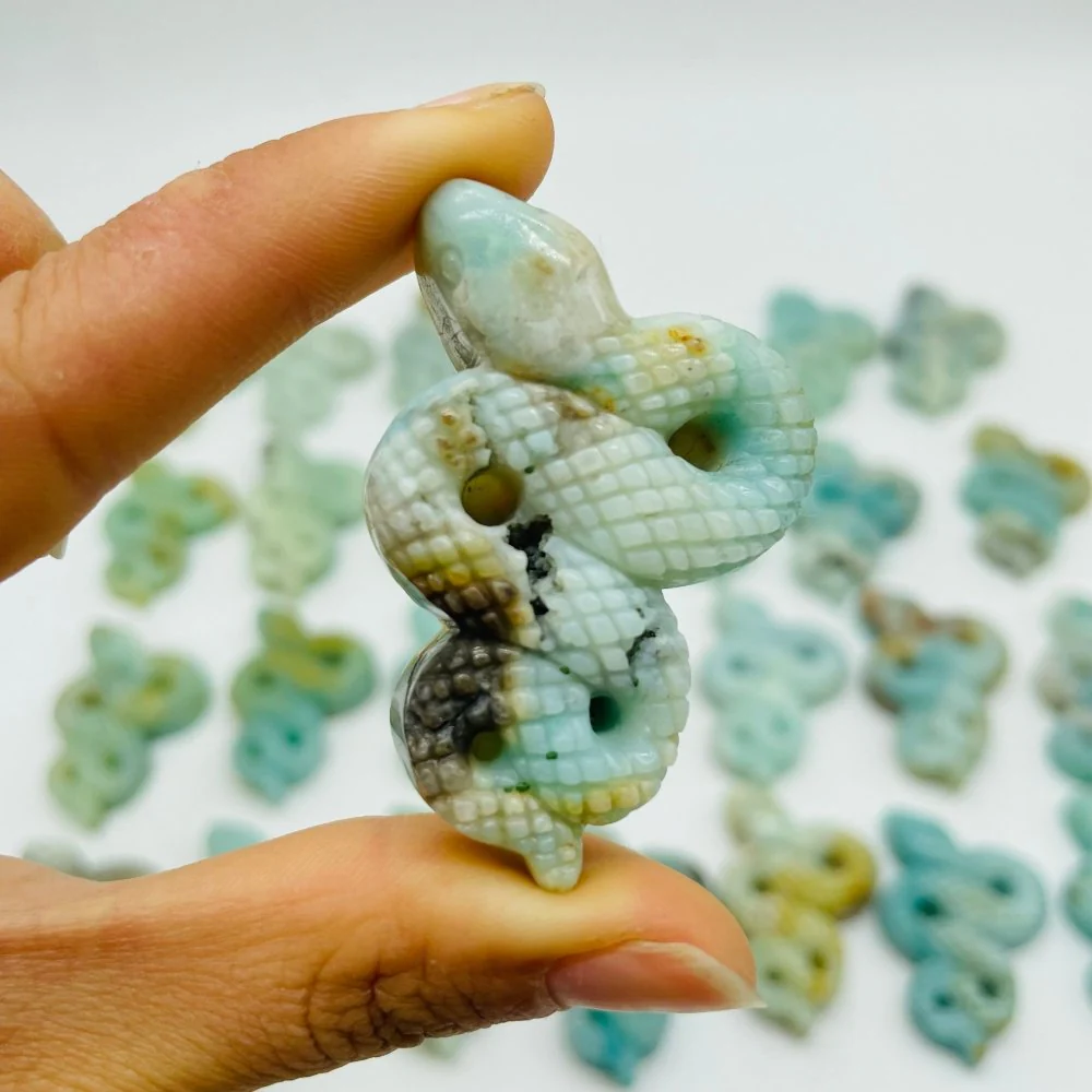 28 Pieces Blue Caribbean Calcite Snake Carving - Image 11