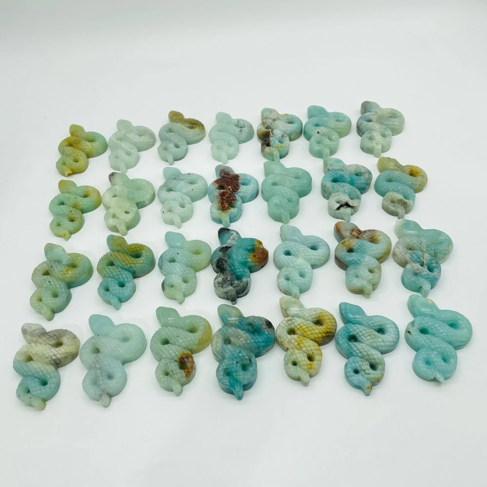 28 Pieces Blue Caribbean Calcite Snake Carving - Image 2