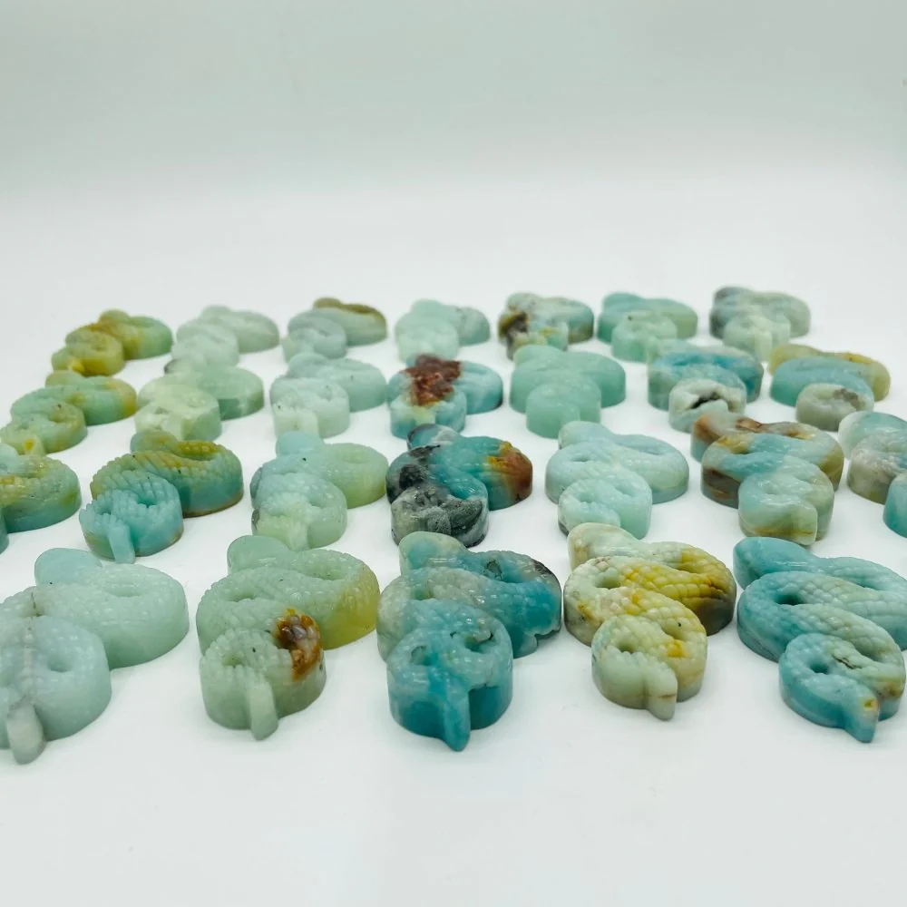 28 Pieces Blue Caribbean Calcite Snake Carving - Image 9