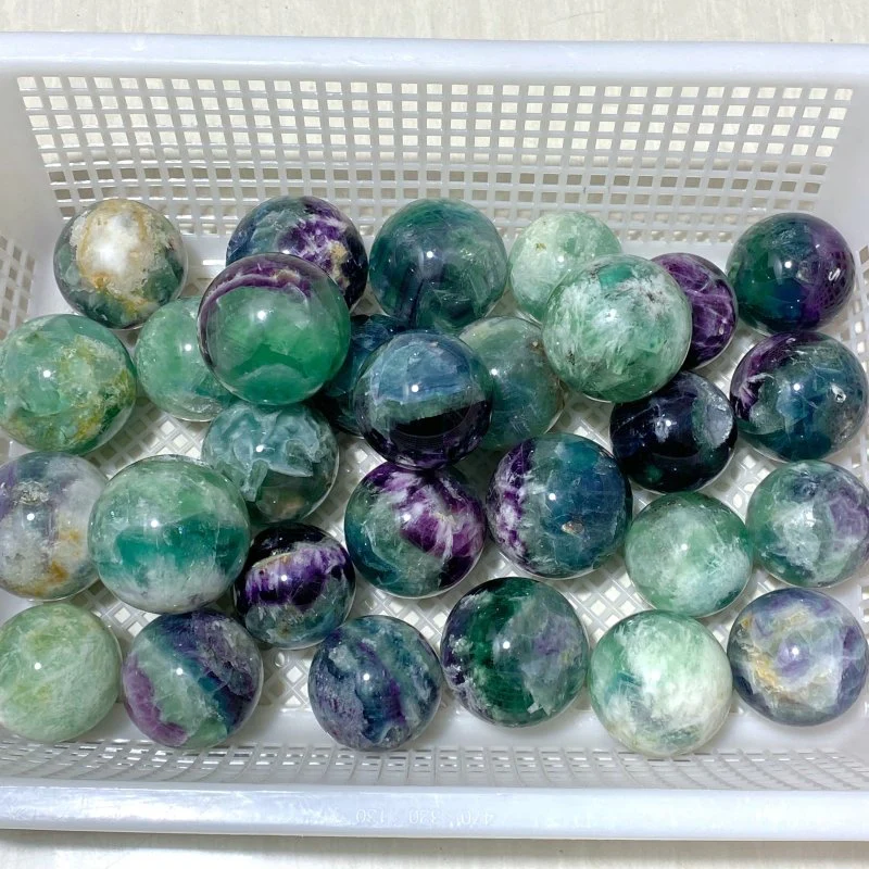 29 Pieces Beautiful Feather Fluorite Sphere Balls