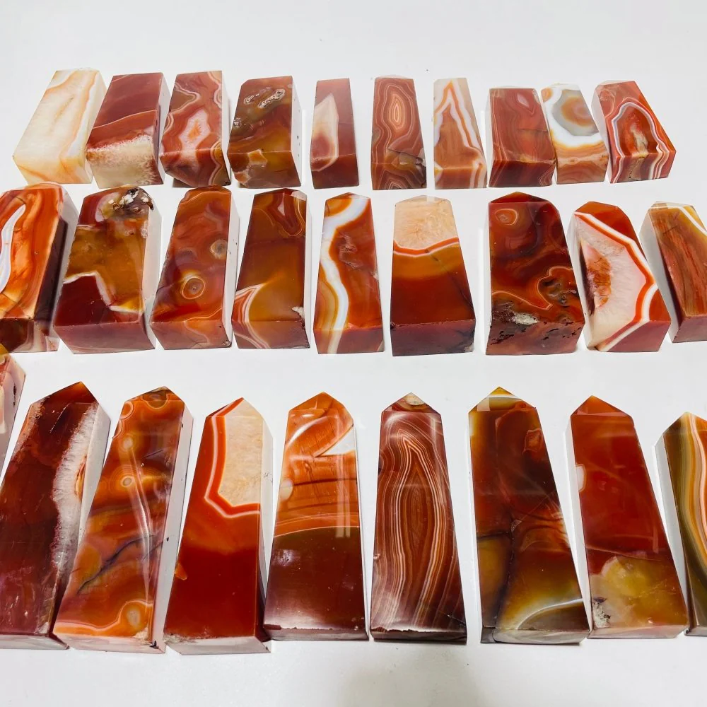 29 Pieces Fat Four-Sided Carnelian Points - Image 3