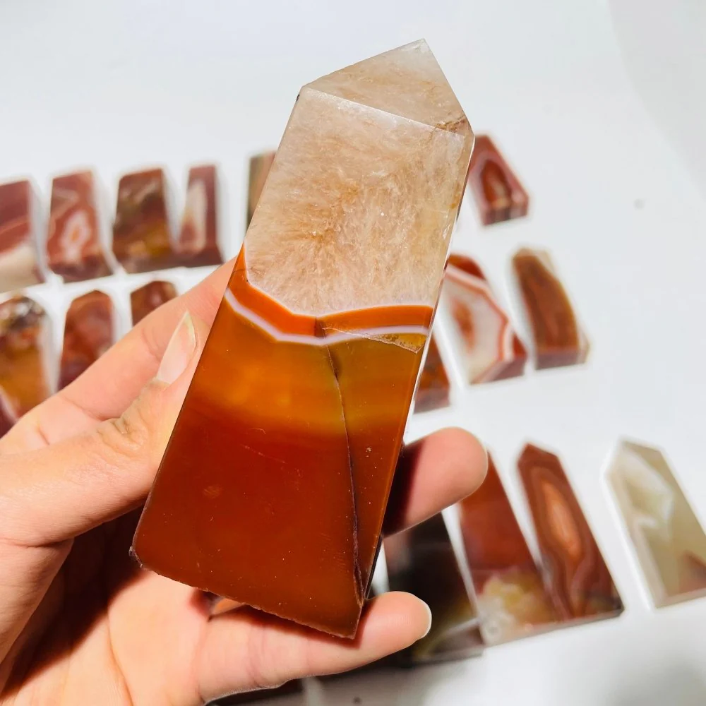 29 Pieces Fat Four-Sided Carnelian Points - Image 5