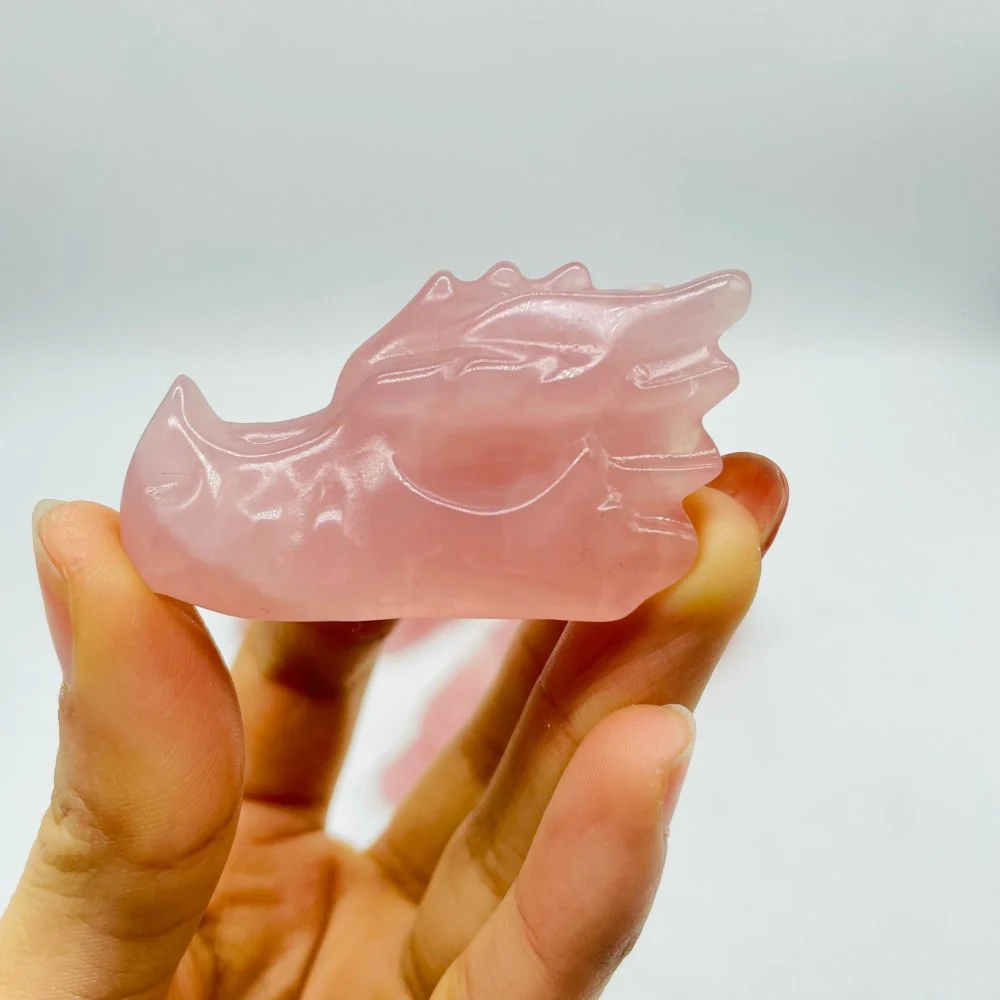 2Inch Rose Quartz Dragon Head Carving Crystals - Image 2
