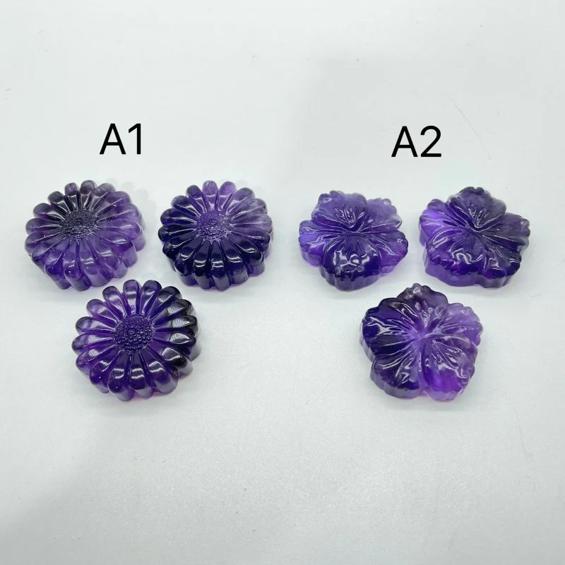 2Types Deep Purple Amethyst Flower Carving Wholesale - Image 2