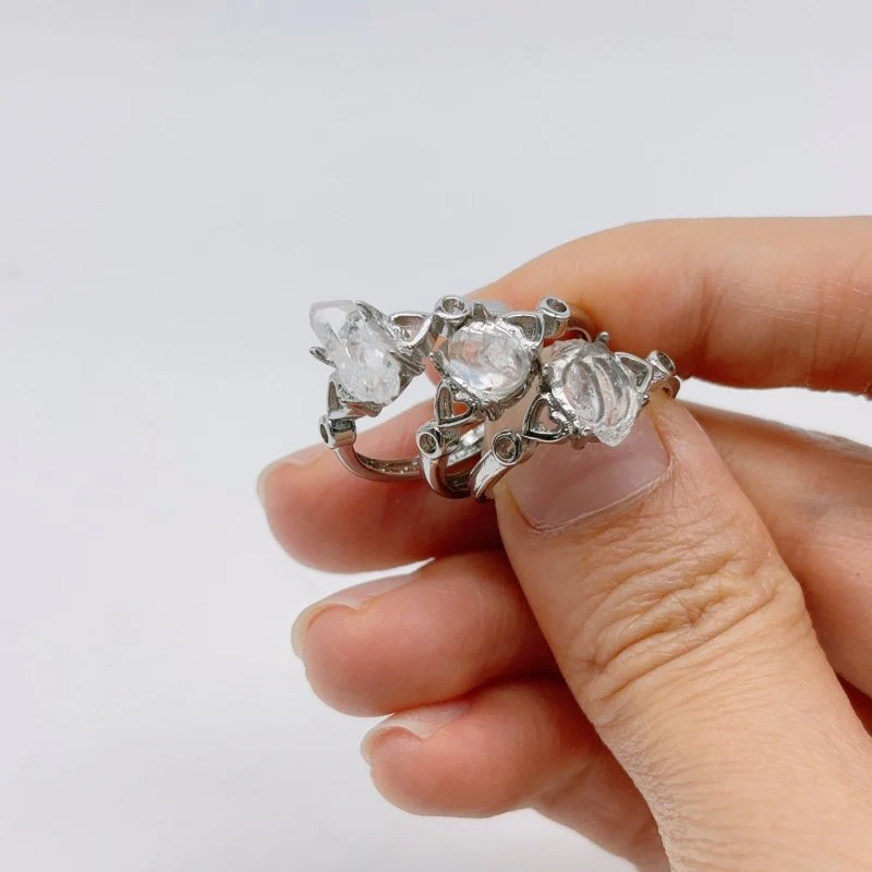 2Types Raw Stone Tibet Quartz Crystal Aquamarine Crystal Ring Wholesale - Image 3