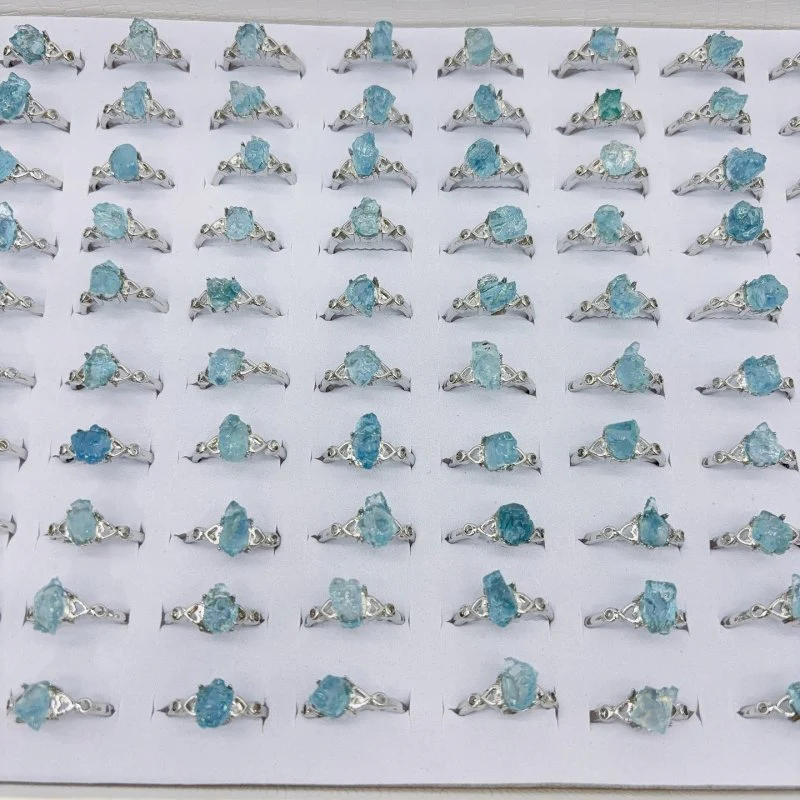 2Types Raw Stone Tibet Quartz Crystal Aquamarine Crystal Ring Wholesale - Image 5