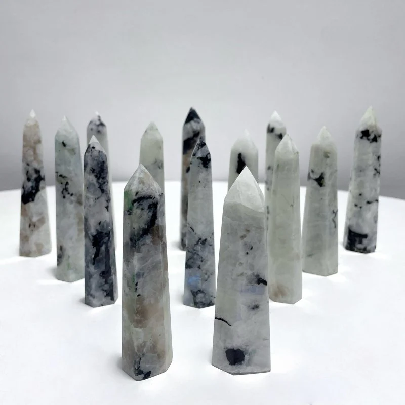 3-4.3in India Moonstone Tower Point Hexagonal Pyramid Shape Wholesale