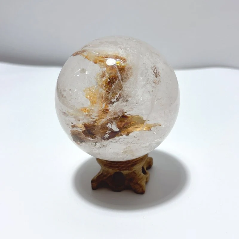 3.4in Fire Quartz Sphere With Moving Bubble Enhydro Quartz