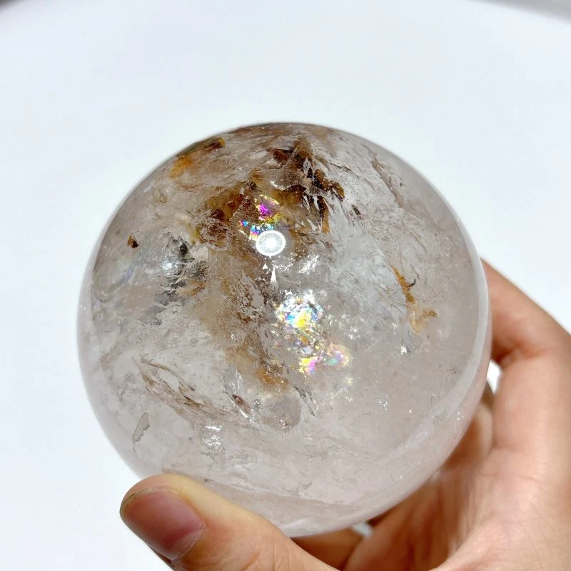 3.4in Fire Quartz Sphere With Moving Bubble Enhydro Quartz - Image 3