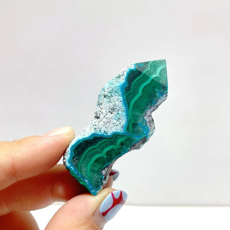 3-6CM Small Chrysocolla Mixed Malachite Raw Side Point Tower Wholesale - Image 2