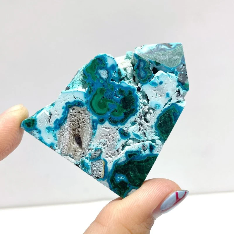 3-6CM Small Chrysocolla Mixed Malachite Raw Side Point Tower Wholesale - Image 6