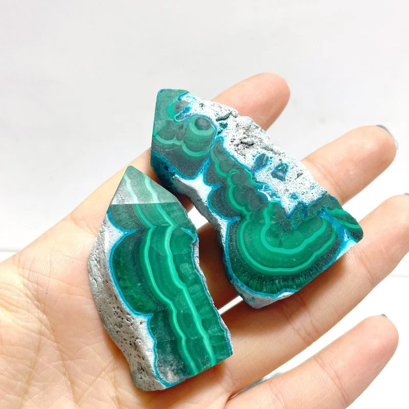 3-6CM Small Chrysocolla Mixed Malachite Raw Side Point Tower Wholesale - Image 7
