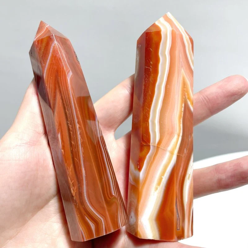 4-6.3in Red Carnelian Stripe Tower Point Crystal Wholesale - Image 3