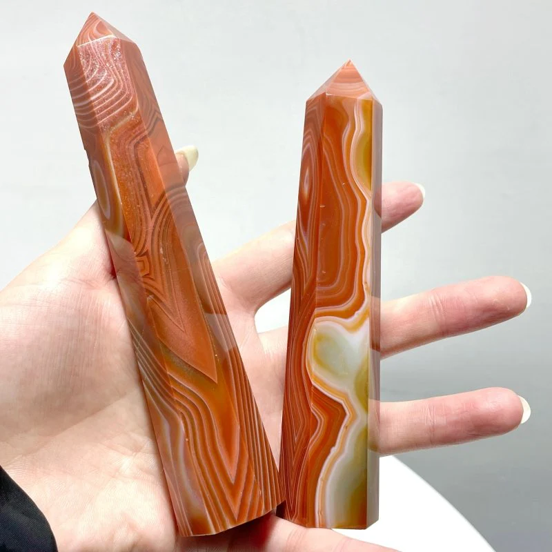 4-6.3in Red Carnelian Stripe Tower Point Crystal Wholesale - Image 5