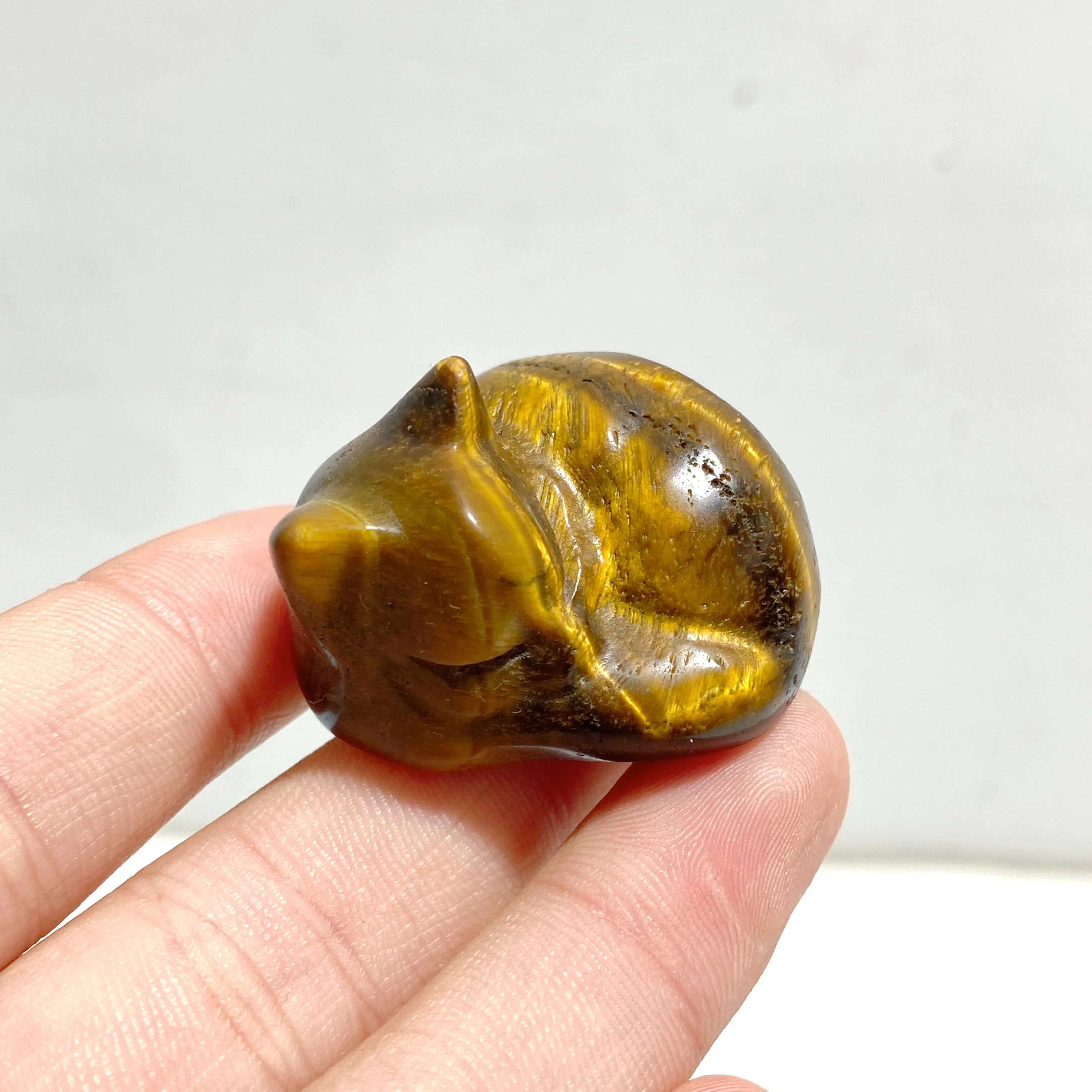 3.9CM Tiger Eye Sleeping Cats Carving Wholesale - Image 2