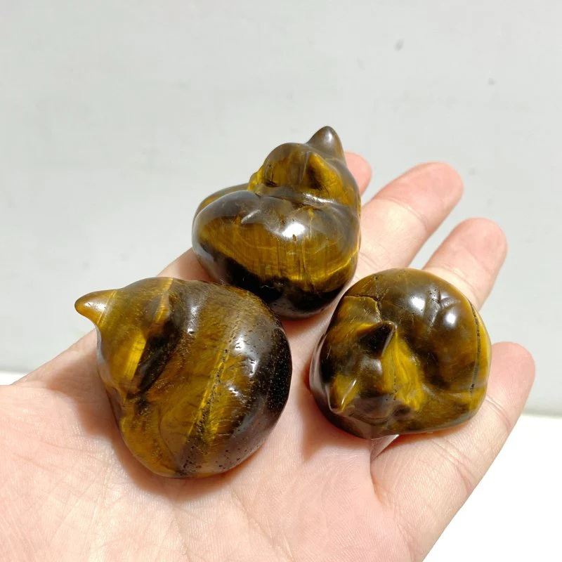 3.9CM Tiger Eye Sleeping Cats Carving Wholesale - Image 5