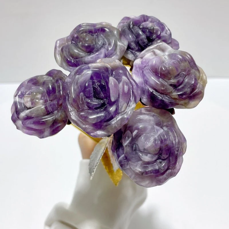 3 Color Beautiful Chevron Amethyst Rose Flower Carving Wholesale #2 Shape - Image 2