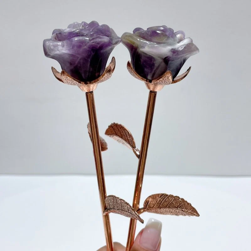 3 Color Beautiful Chevron Amethyst Rose Flower Carving Wholesale #2 Shape - Image 3