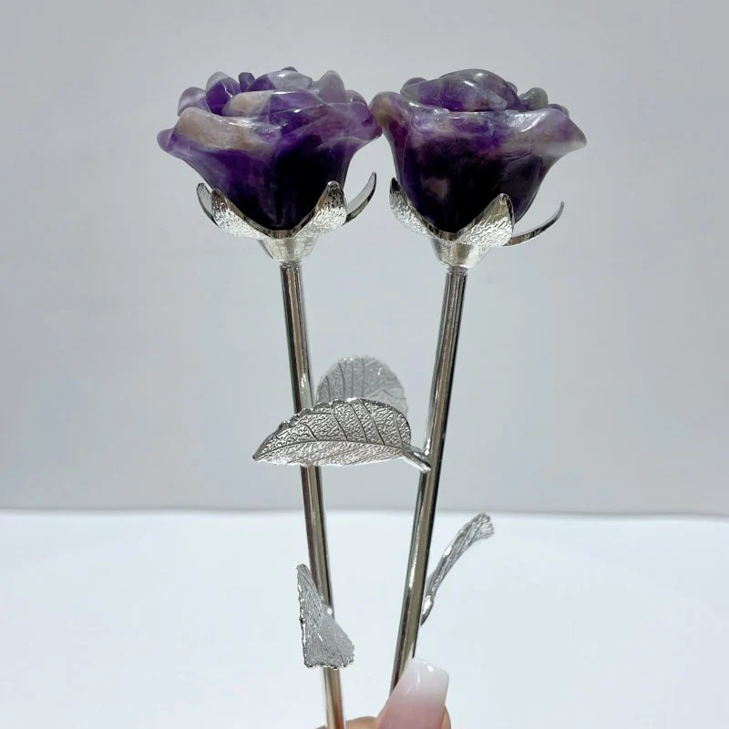 3 Color Beautiful Chevron Amethyst Rose Flower Carving Wholesale #2 Shape - Image 4
