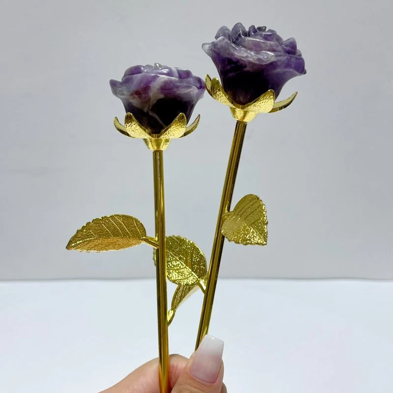 3 Color Beautiful Chevron Amethyst Rose Flower Carving Wholesale #2 Shape - Image 5