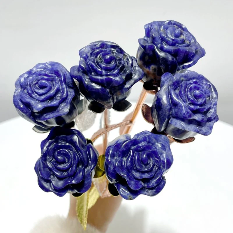 3 Color Beautiful Sodalite Rose Flower Carving Wholesale #1 Shape - Image 2