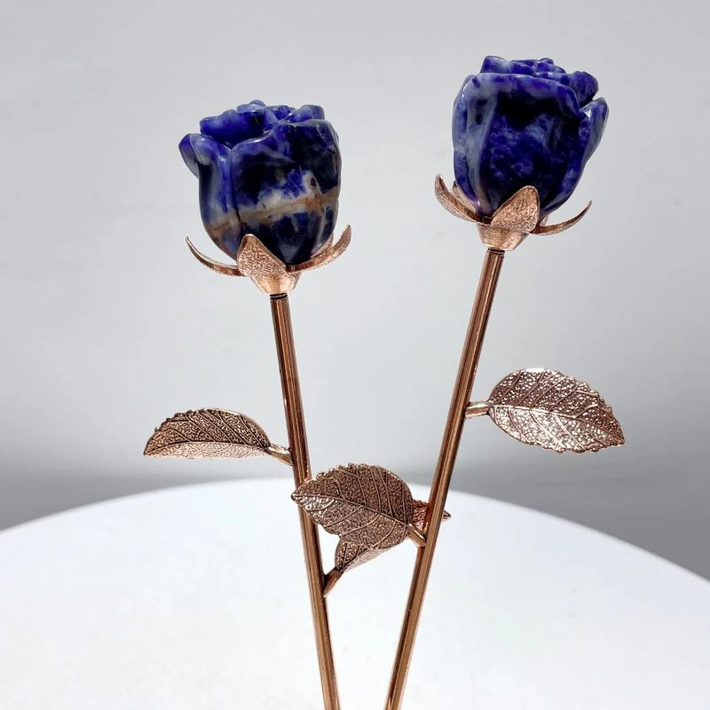 3 Color Beautiful Sodalite Rose Flower Carving Wholesale #1 Shape - Image 3