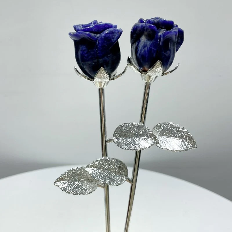 3 Color Beautiful Sodalite Rose Flower Carving Wholesale #1 Shape - Image 4