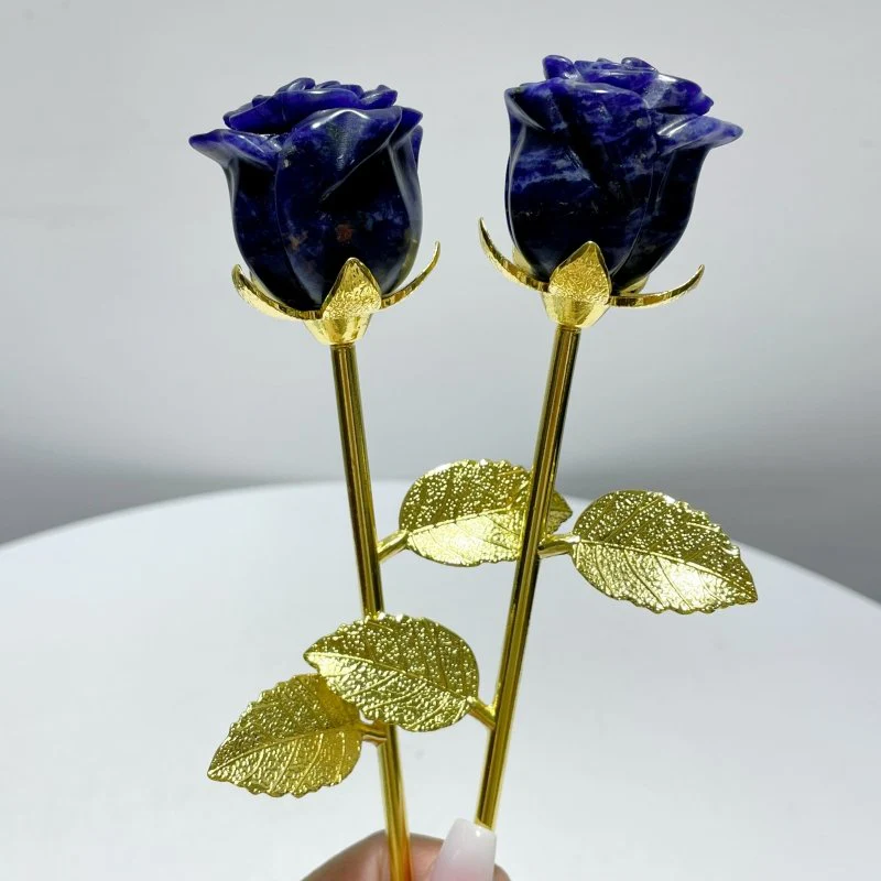 3 Color Beautiful Sodalite Rose Flower Carving Wholesale #1 Shape - Image 5