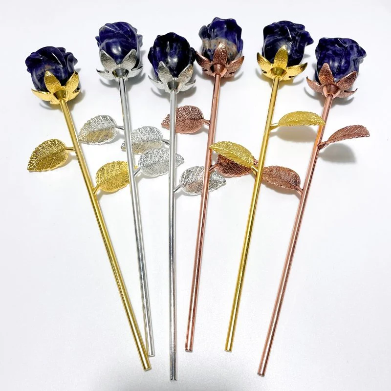 3 Color Beautiful Sodalite Rose Flower Carving Wholesale #1 Shape - Image 6