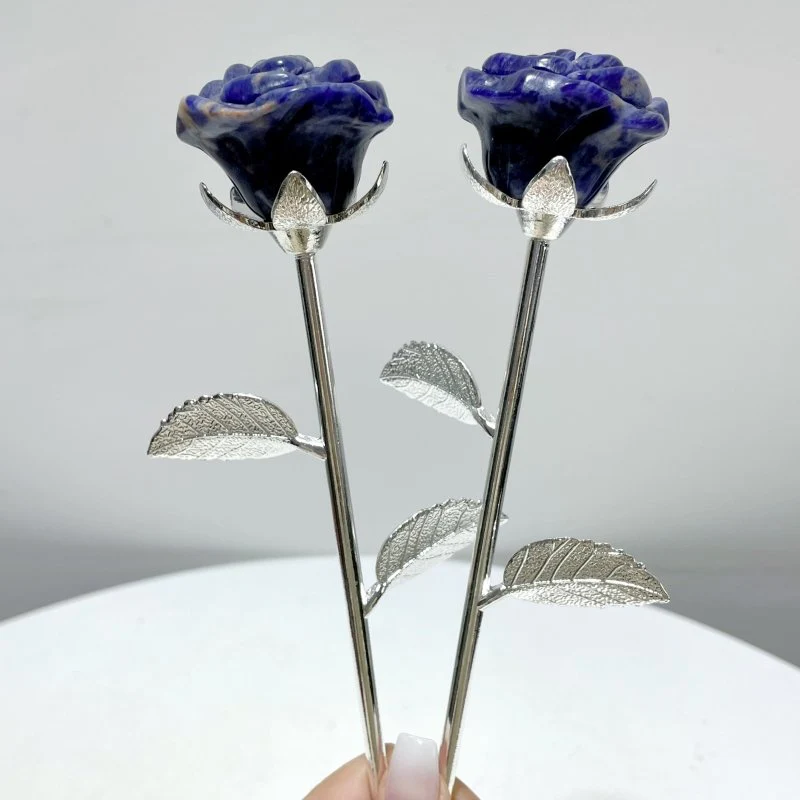 3 Color Beautiful Sodalite Rose Flower Carving Wholesale #2 Shape - Image 3