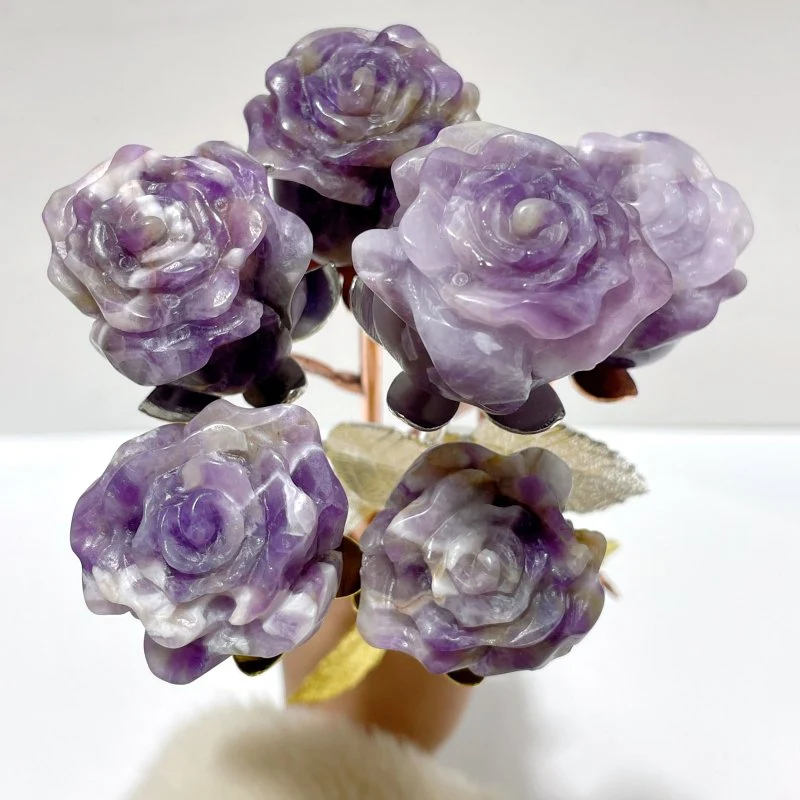 3 Color Chevron Amethyst Rose Flower Carving Wholesale #1 Shape - Image 2