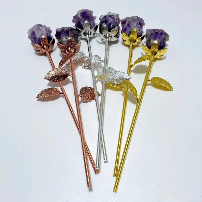 3 Color Chevron Amethyst Rose Flower Carving Wholesale #1 Shape - Image 6